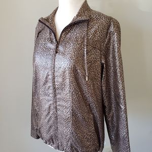 Zenergy by Chico's Metallic Cheetah Print Water Resistant Jacket